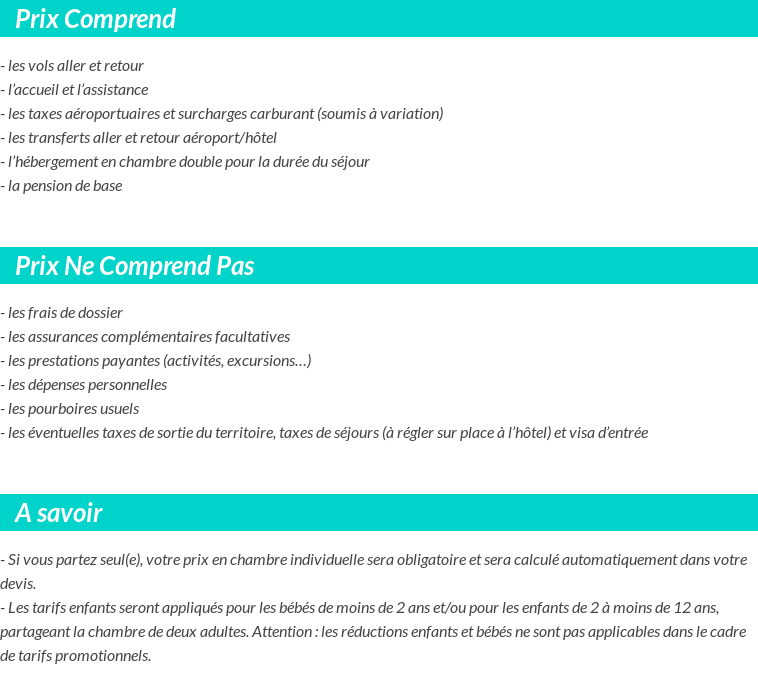 Conditions tarifaires