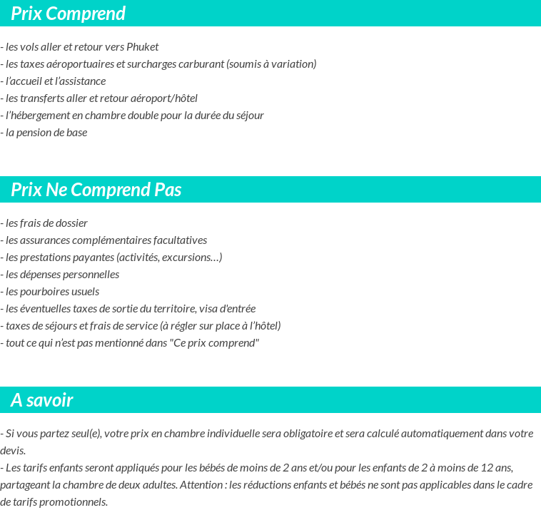 Conditions tarifaires