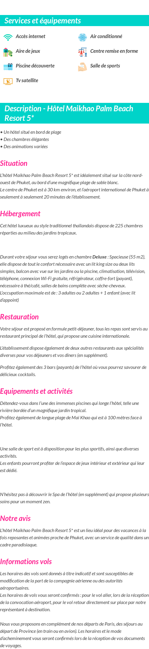 Détails du séjour