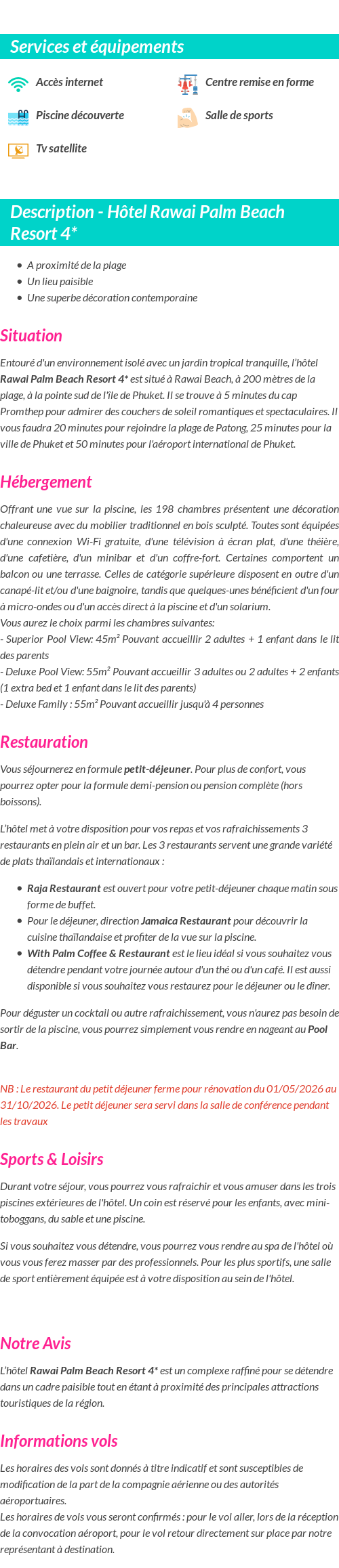 Détails du séjour