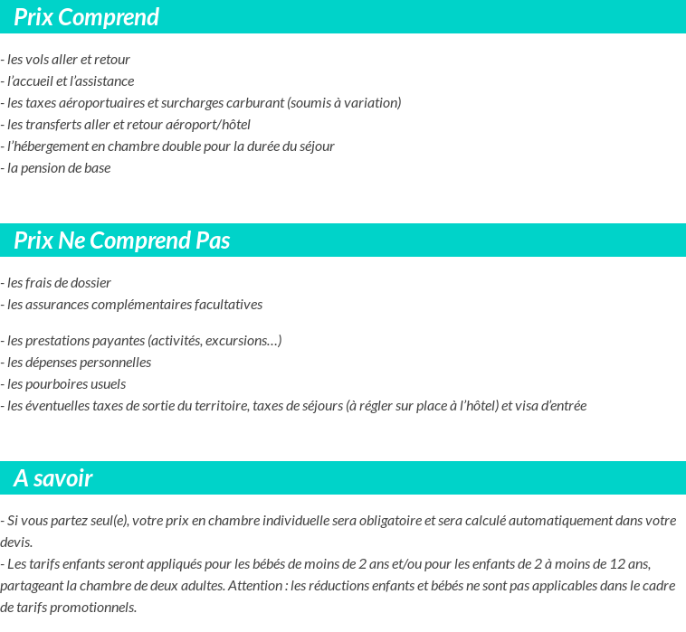 Conditions tarifaires