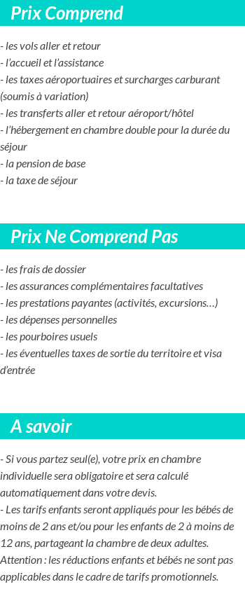 Conditions tarifaires