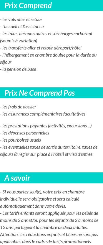 Conditions tarifaires