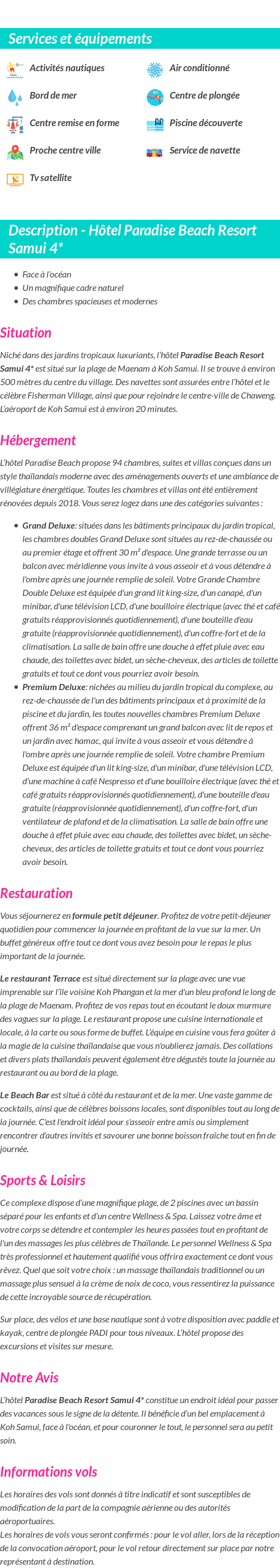 Détails du séjour