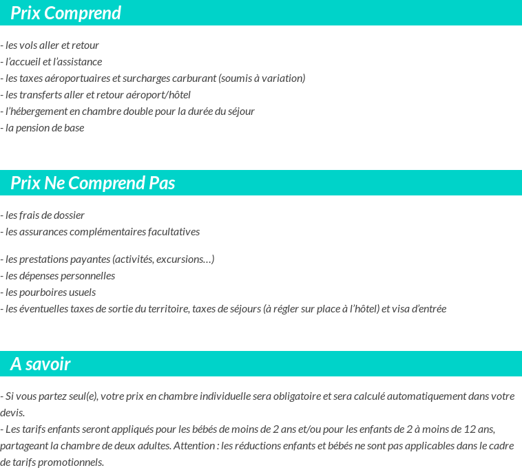 Conditions tarifaires