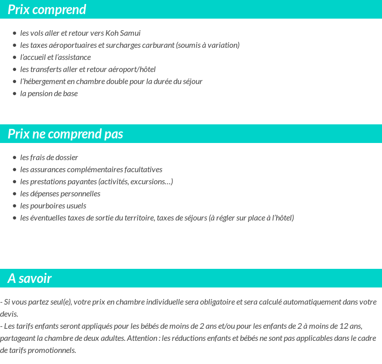 Conditions tarifaires