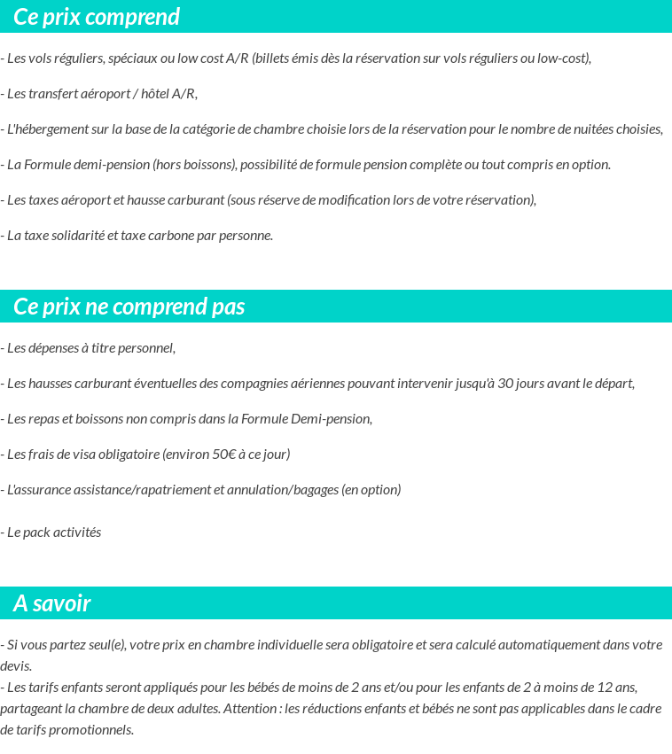 Conditions tarifaires