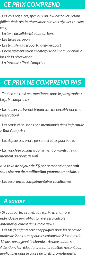 Conditions tarifaires