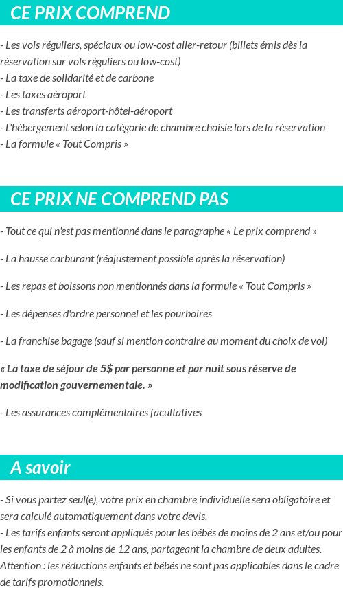 Conditions tarifaires