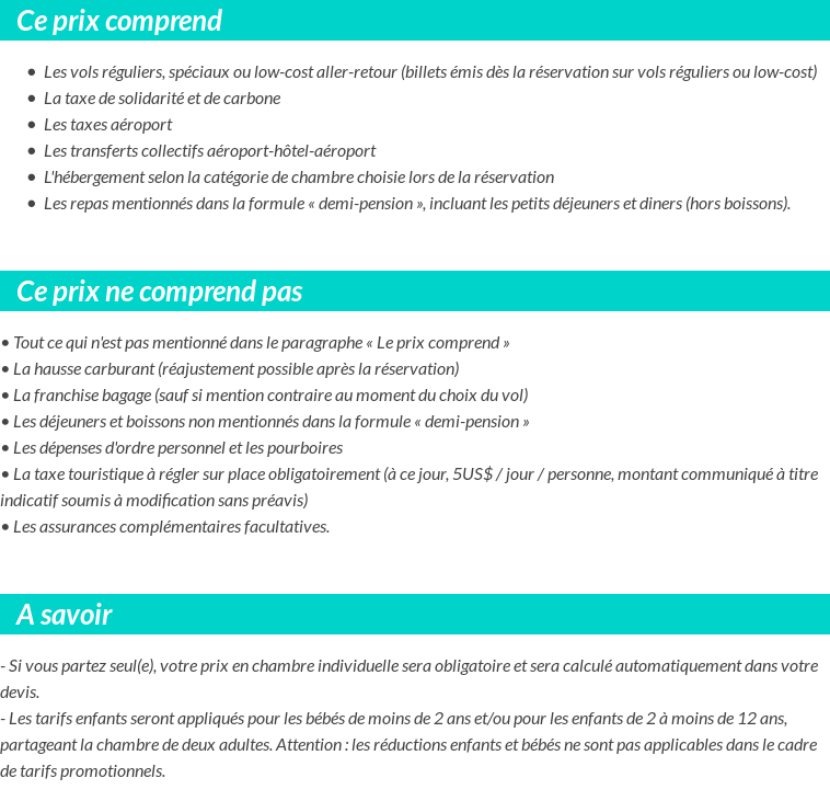 Conditions tarifaires