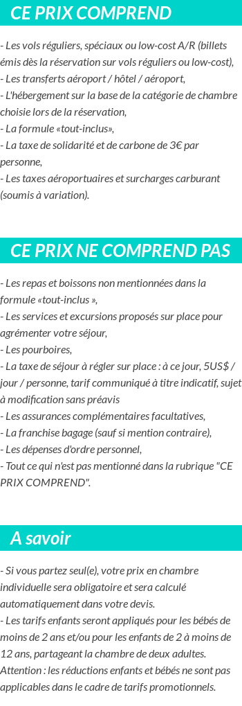 Conditions tarifaires