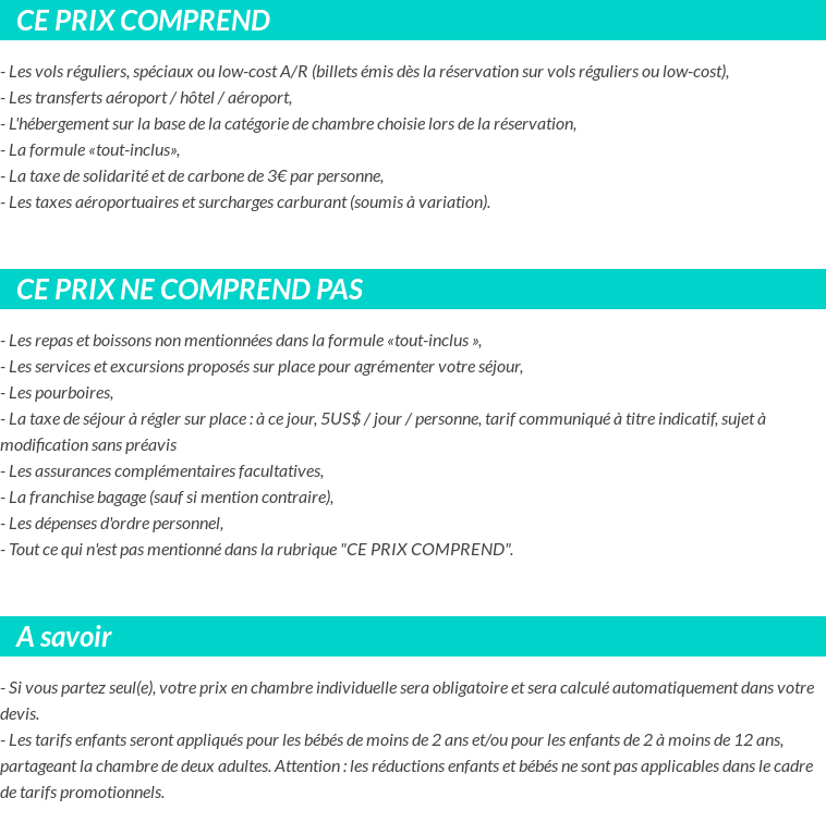 Conditions tarifaires