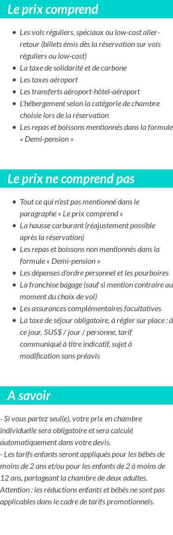 Conditions tarifaires