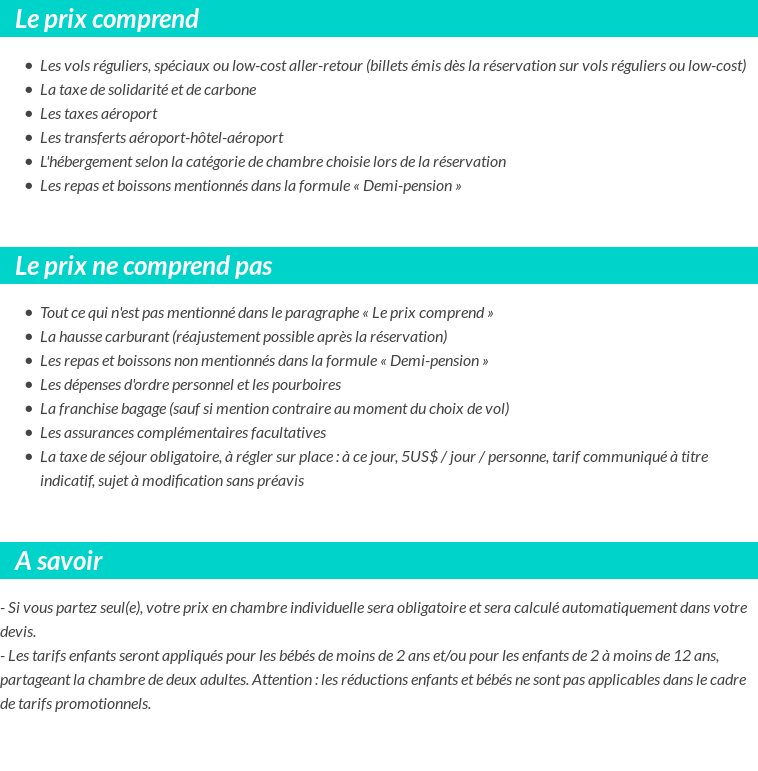Conditions tarifaires