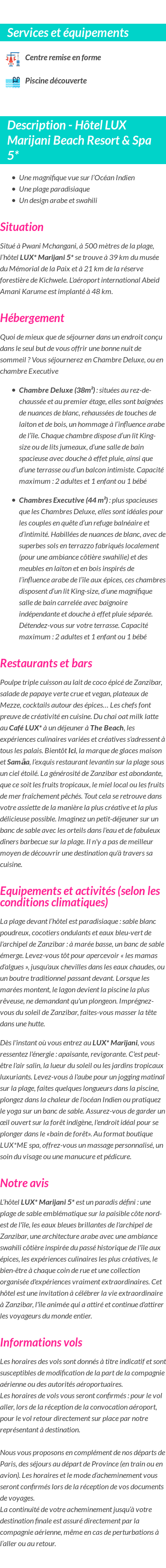 Détails du séjour