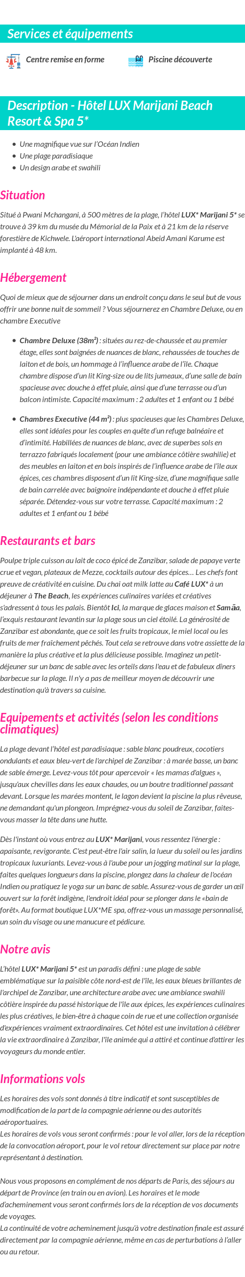 Détails du séjour