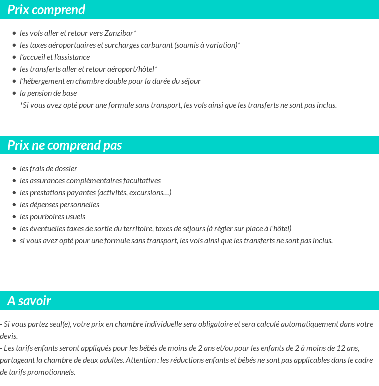 Conditions tarifaires