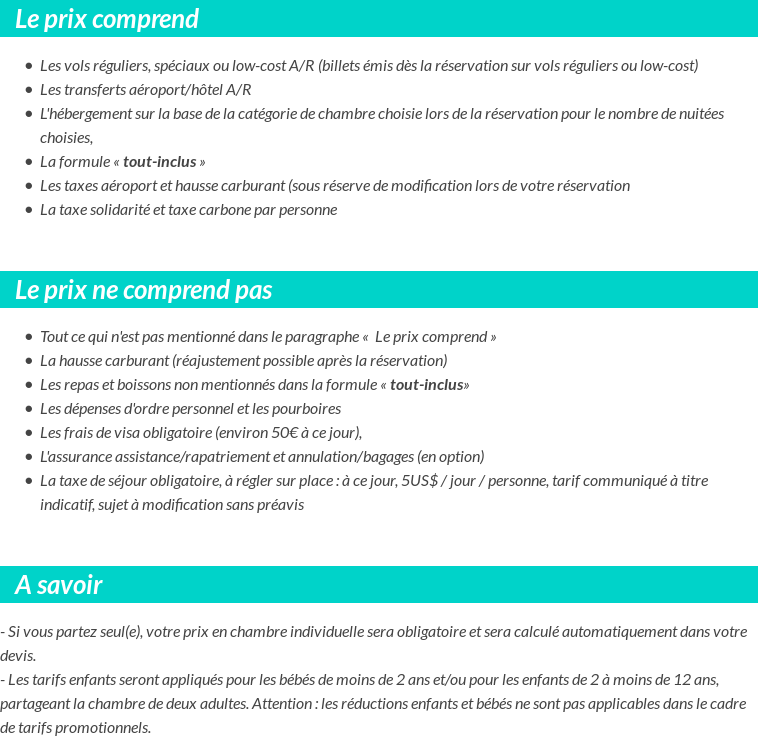 Conditions tarifaires