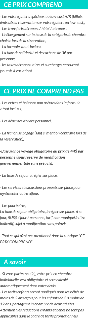 Conditions tarifaires