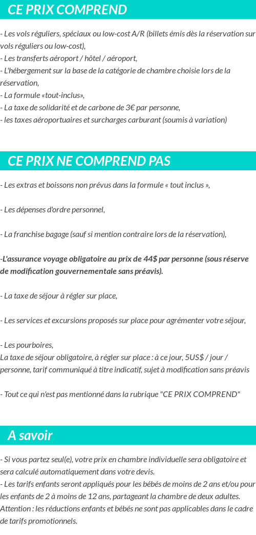 Conditions tarifaires
