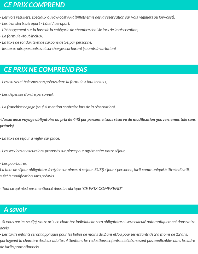 Conditions tarifaires