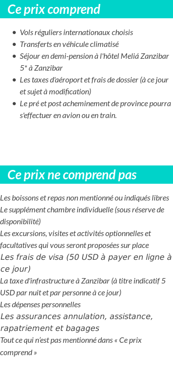 Conditions tarifaires