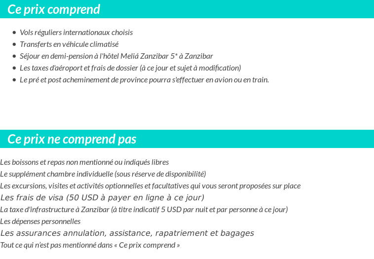 Conditions tarifaires