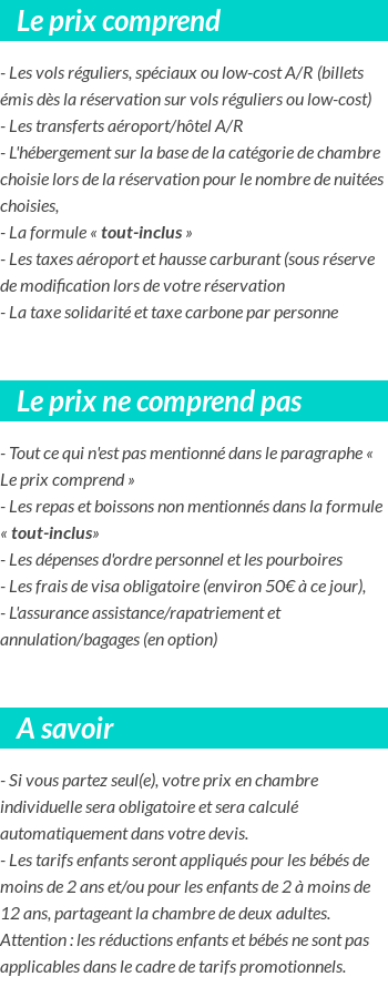 Conditions tarifaires