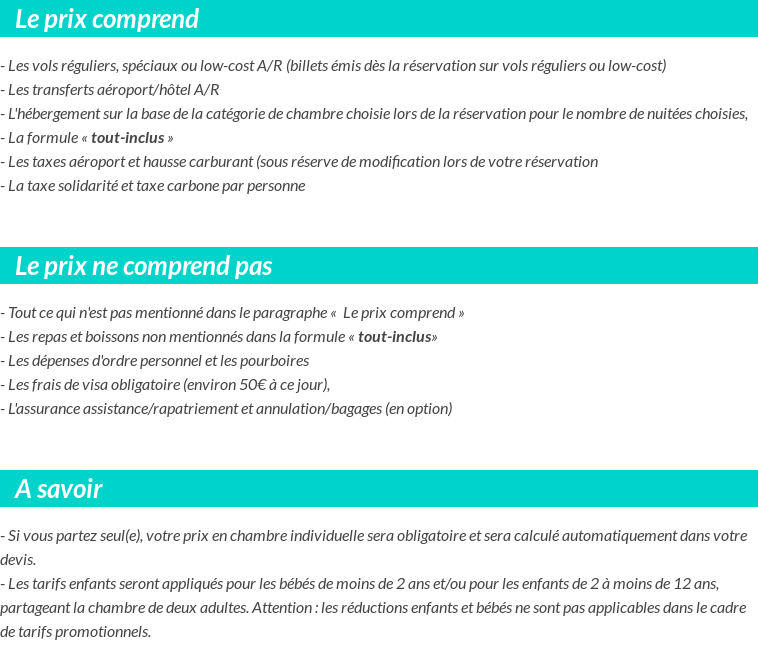 Conditions tarifaires