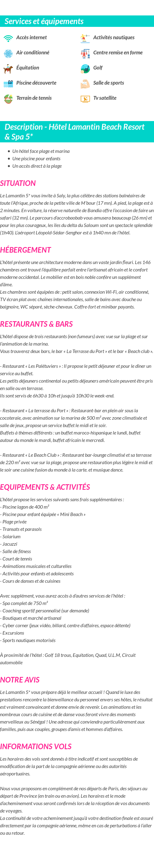 Détails du séjour