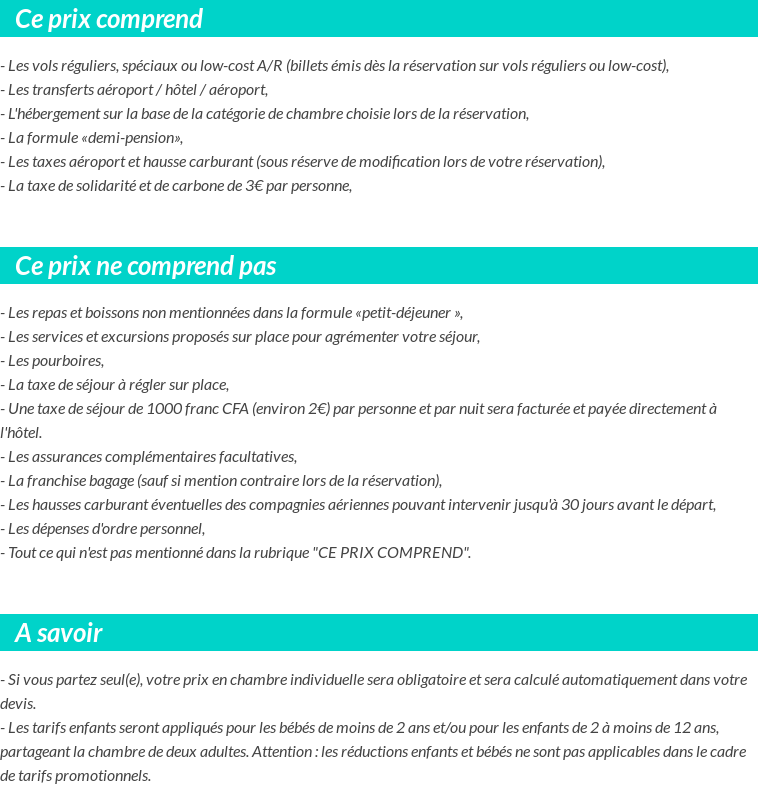 Conditions tarifaires