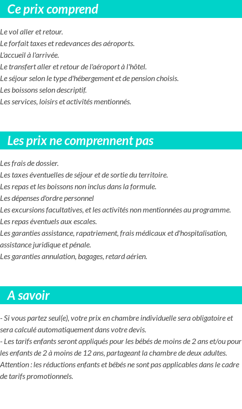 Conditions tarifaires