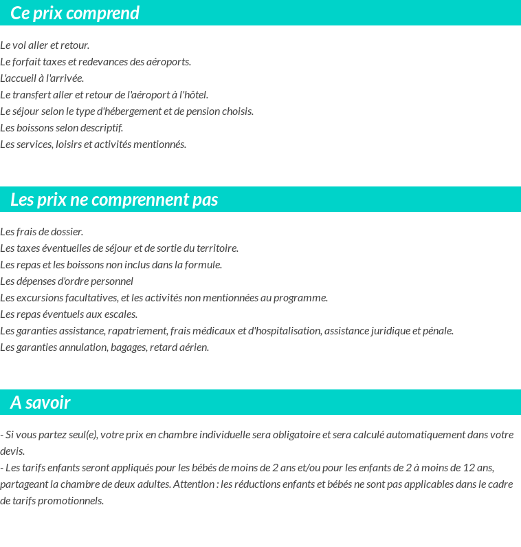 Conditions tarifaires