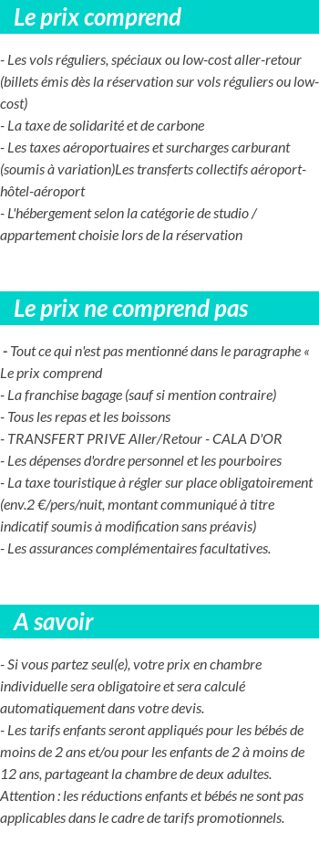 Conditions tarifaires