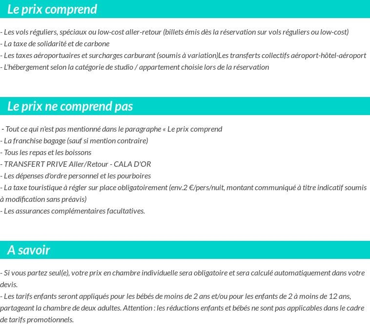 Conditions tarifaires