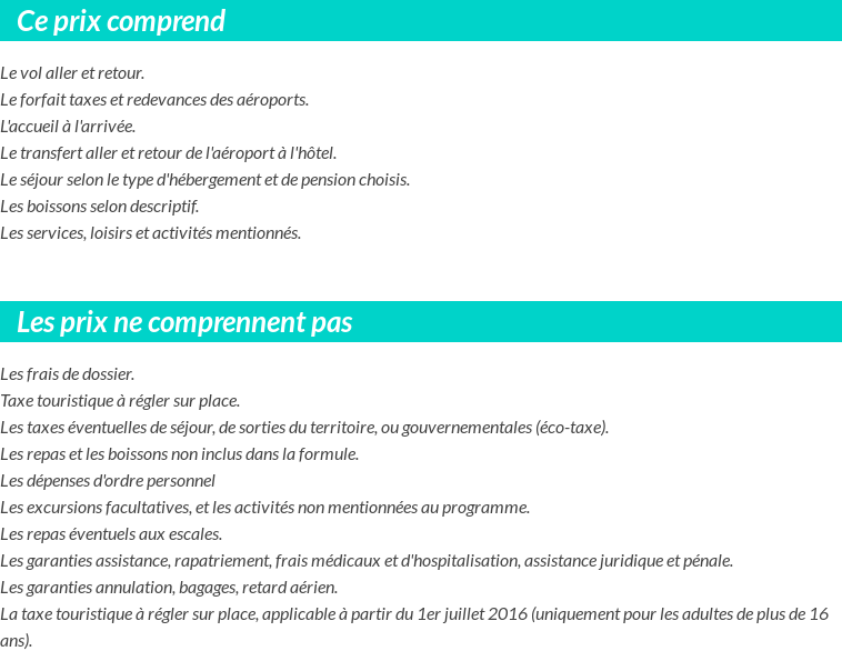 Conditions tarifaires