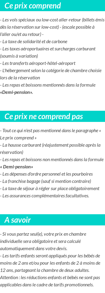 Conditions tarifaires