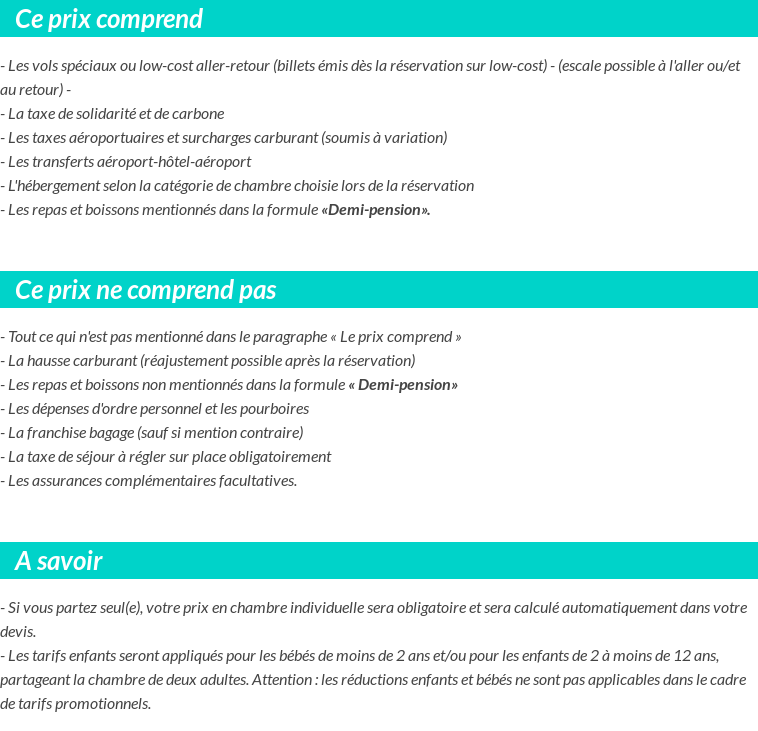 Conditions tarifaires