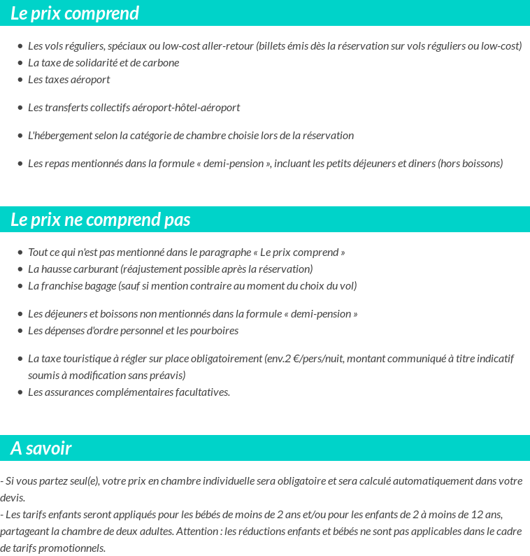 Conditions tarifaires
