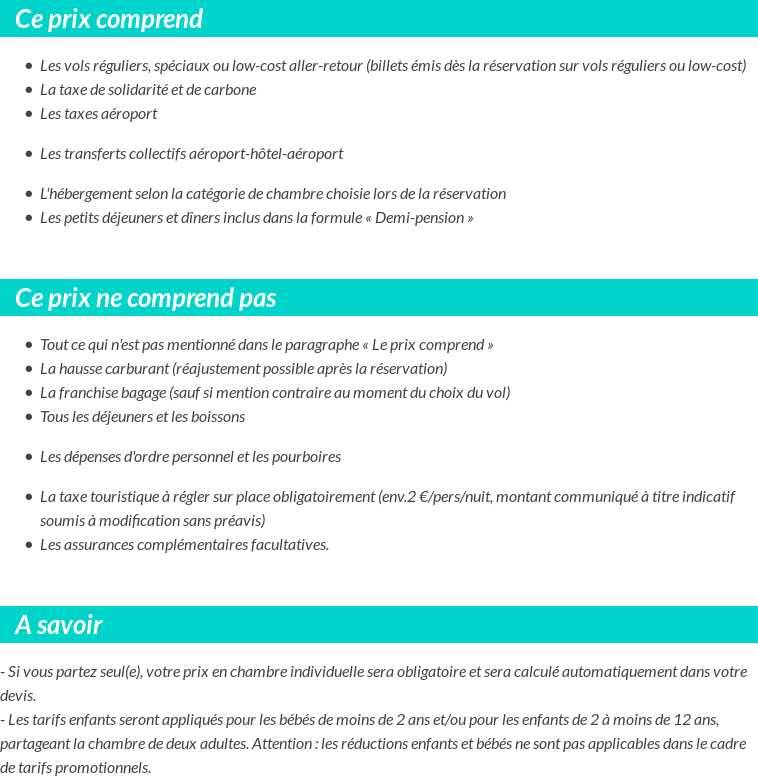 Conditions tarifaires
