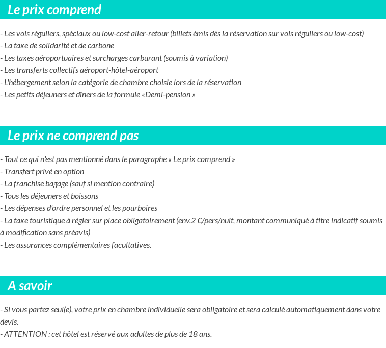 Conditions tarifaires