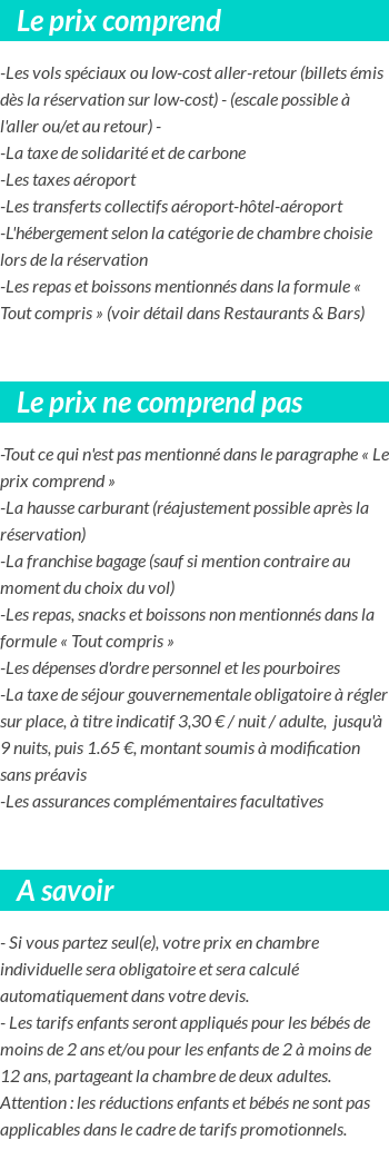 Conditions tarifaires