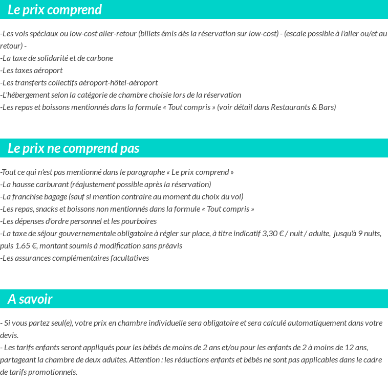 Conditions tarifaires