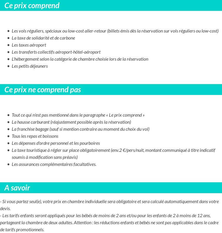 Conditions tarifaires