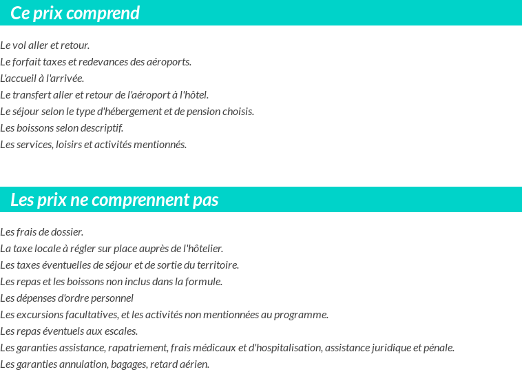 Conditions tarifaires