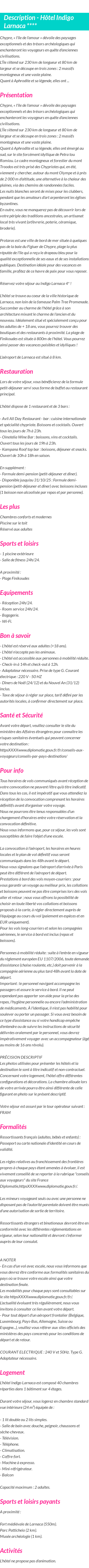Détails du séjour