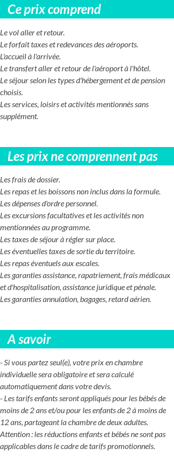 Conditions tarifaires