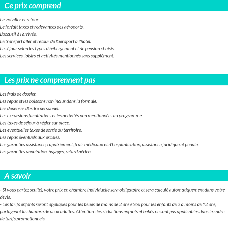 Conditions tarifaires