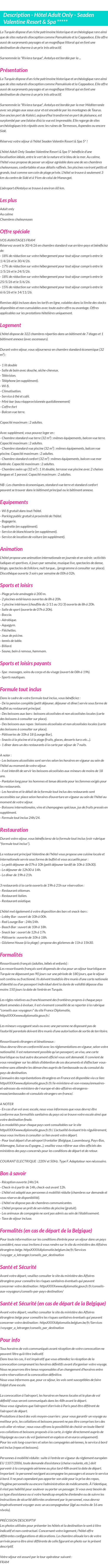 Détails du séjour