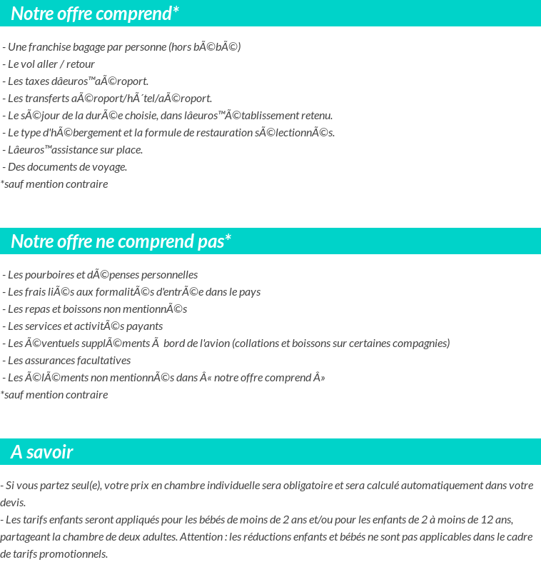 Conditions tarifaires